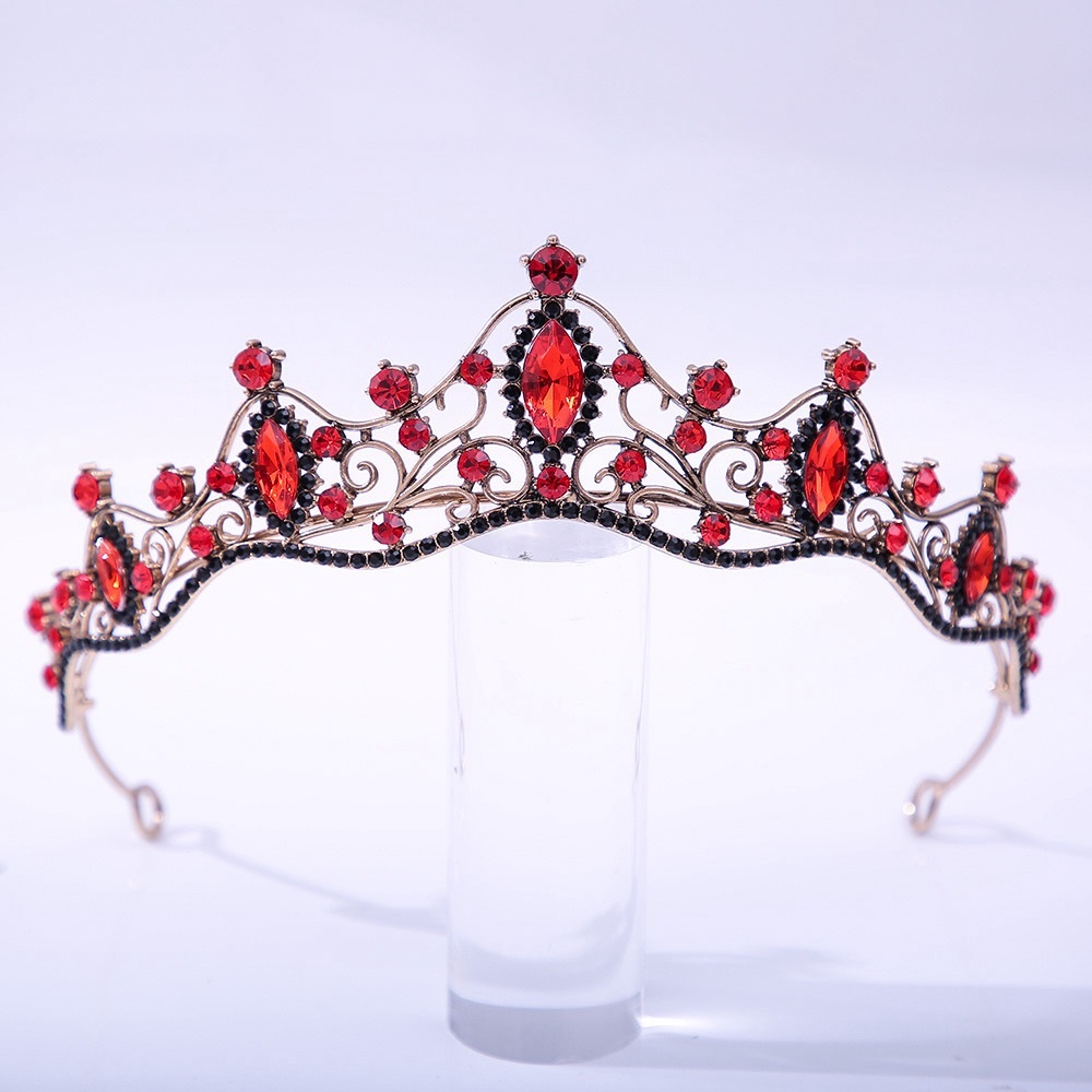 Vintage Red Crystal Tiara with Gold Filigree